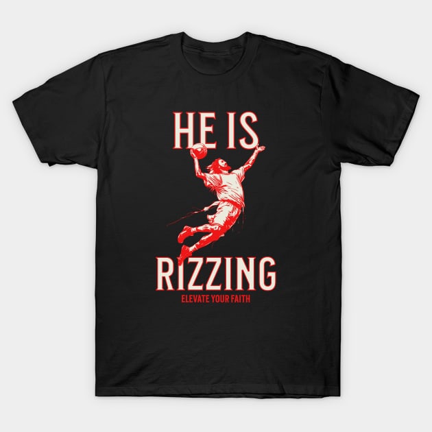 Jesus Easter Basketball Rising Slam Dunking T-Shirt by AI - Made Me Do It